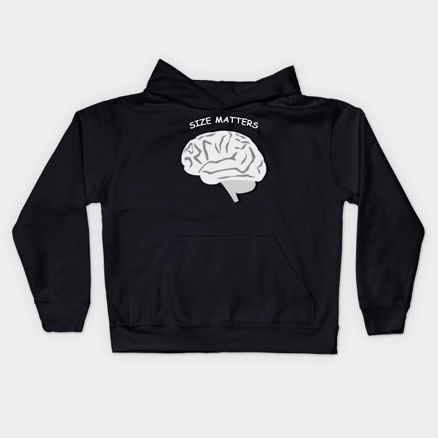 Size Matters - Brain - Funny Kids Hoodie by DesignWood Atelier